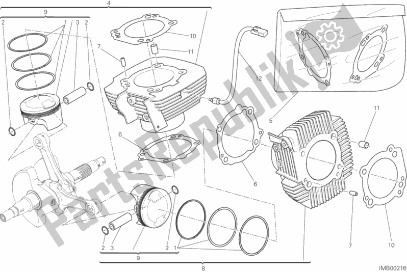 All parts for the Cylinders - Pistons of the Ducati Scrambler Urban Enduro Brasil 803 2017
